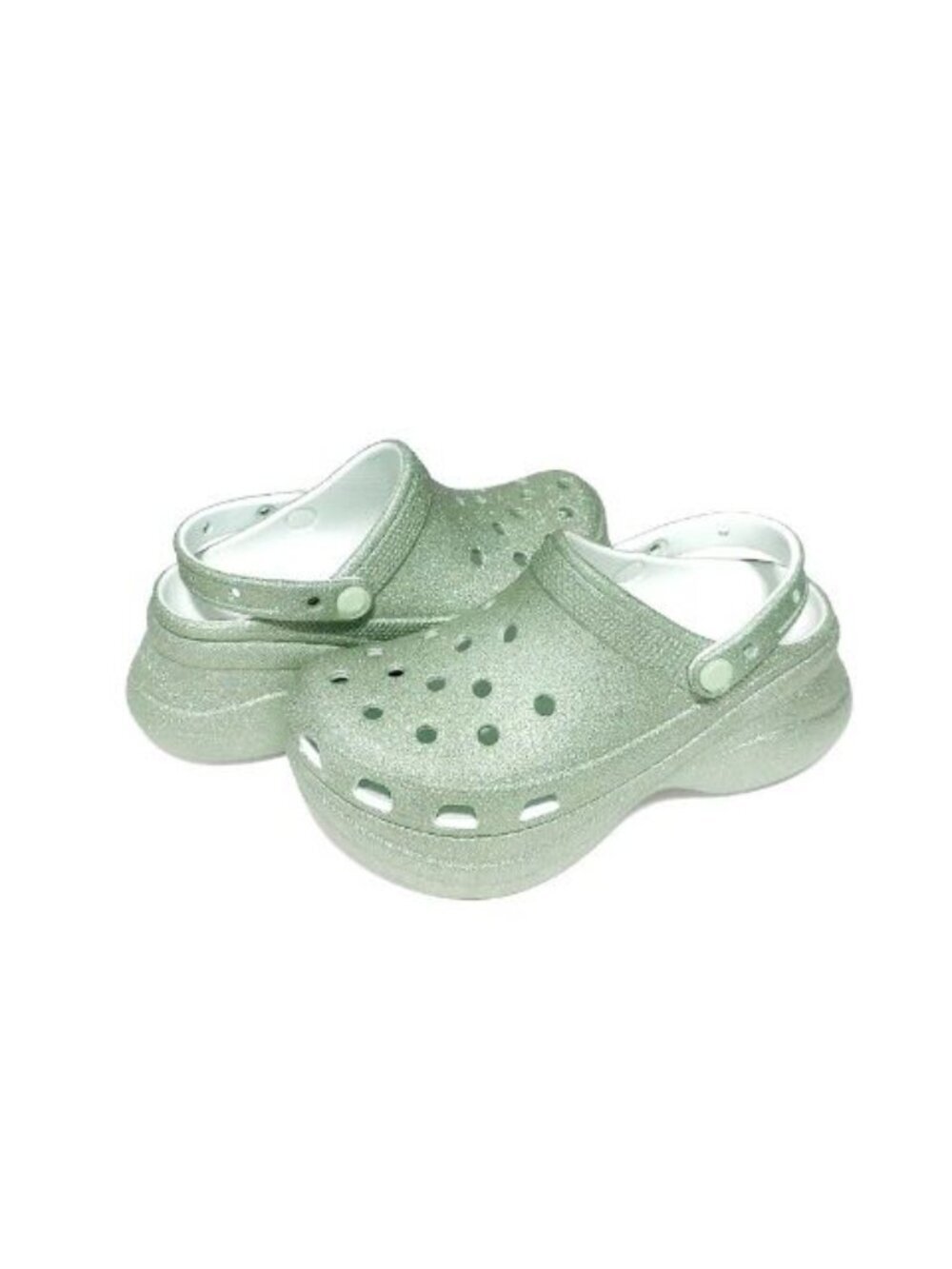 CROCS Classic Bae Glitter Slip On Platform Clogs Womens Size 9 Sandals Mint Tint - Picture 10 of 10